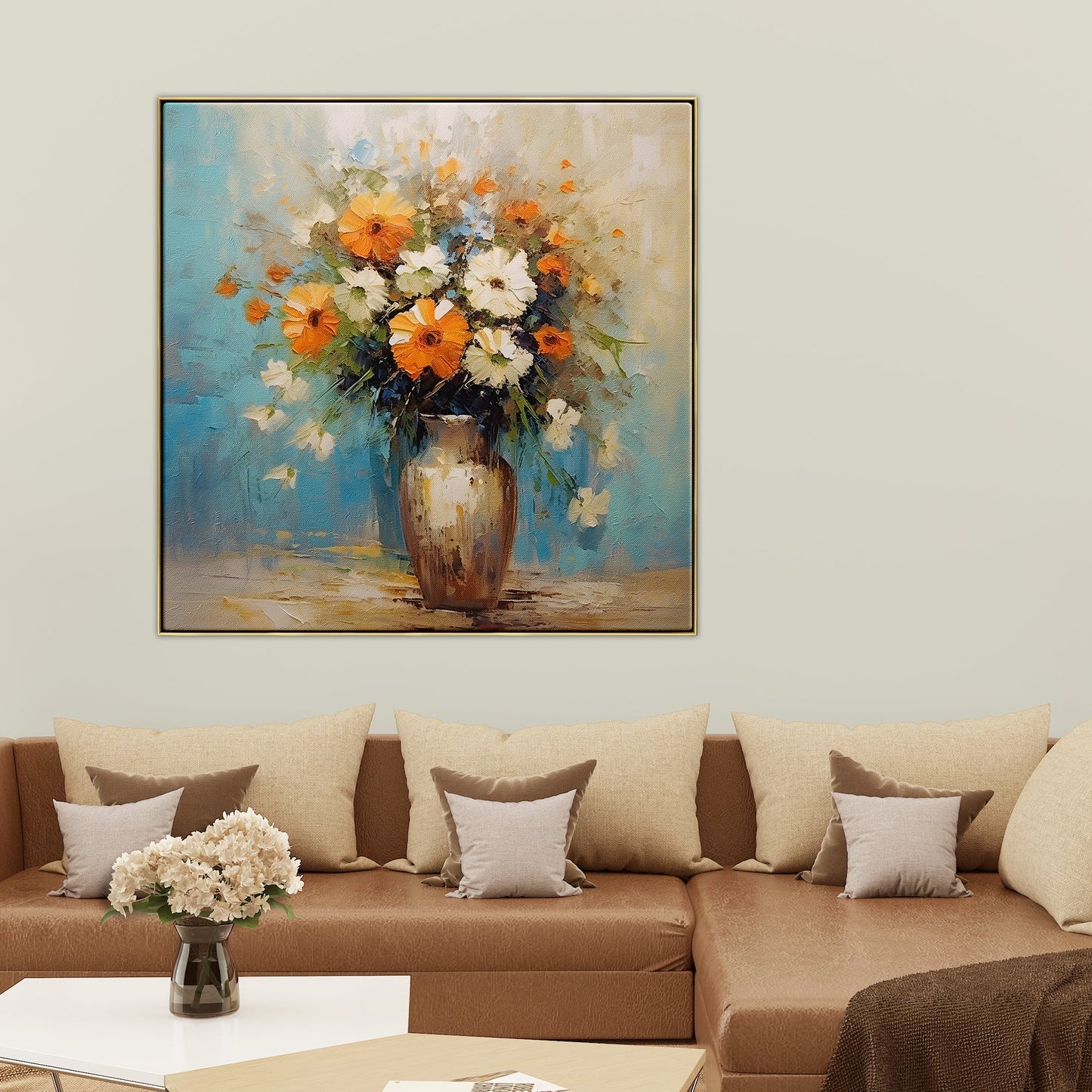 Vibrant Spring Floral Bouquet in Elegant Vase - Home Decor Oil Painting