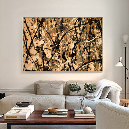 Abstract Black and Gold Oil Painting for Modern Home Decor