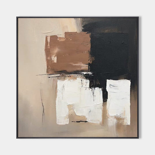 Contemporary Abstract Oil Painting with Earthy Tones and Bold Brushstrokes