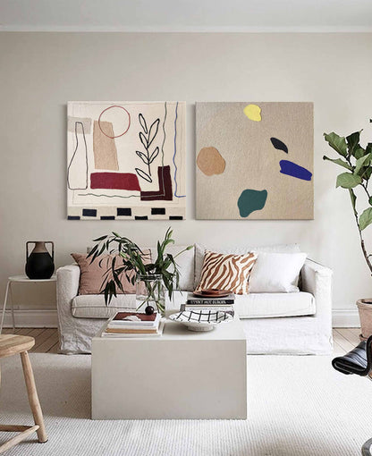 Contemporary Minimalist Geometric Oil Painting for Modern Home Decor