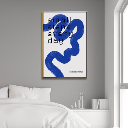 Minimalist Blue White Abstract Oil Painting for Modern Home Decor