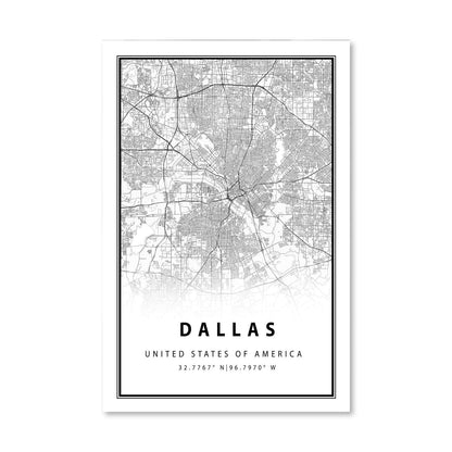 Stylish Dallas Map Oil Painting for Home Decor and Modern Art Enthusiasts