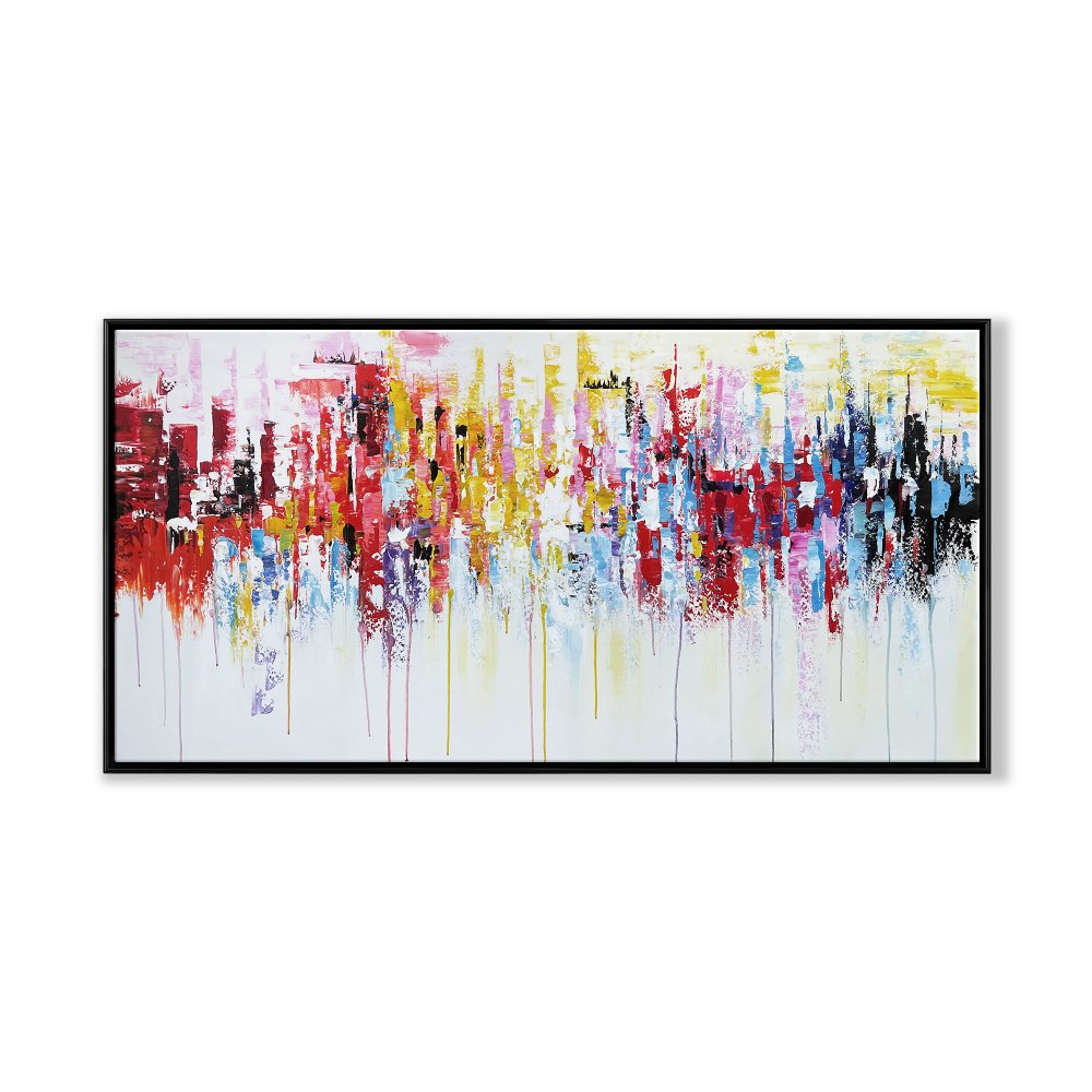 Vibrant Abstract Urban Landscape Oil Painting for Contemporary Home Decor