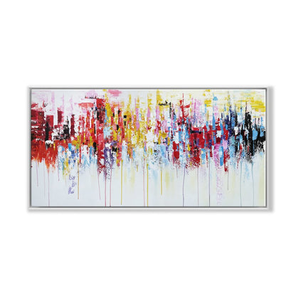 Vibrant Abstract Urban Landscape Oil Painting for Contemporary Home Decor