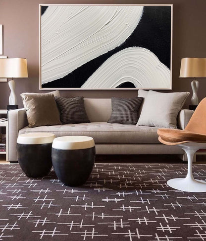 Modern Minimalist Abstract Line Art Oil Painting for Contemporary Decor