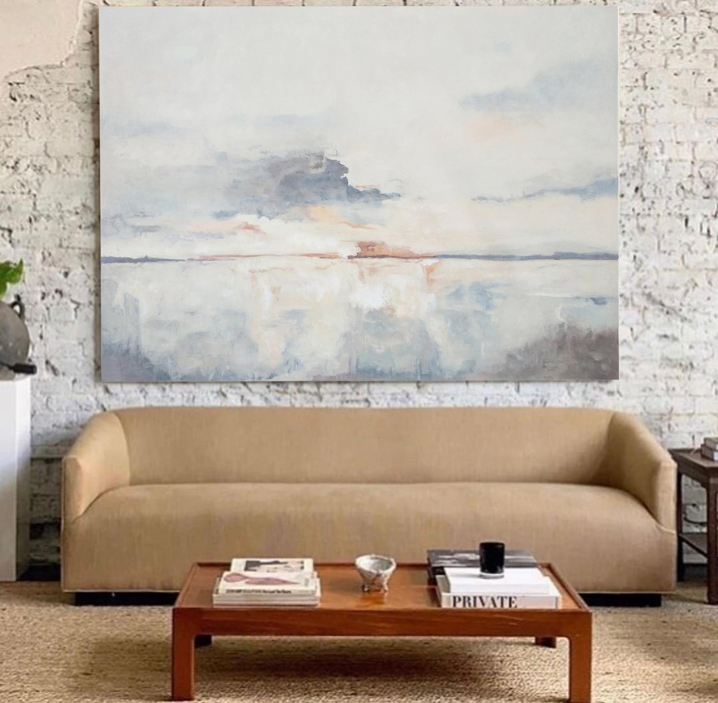 Serene Modern Abstract Landscape Oil Painting for Tranquil Home Décor