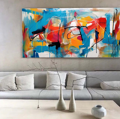 Vibrant Abstract Oil Painting for Modern Home Decor and Art Enthusiasts