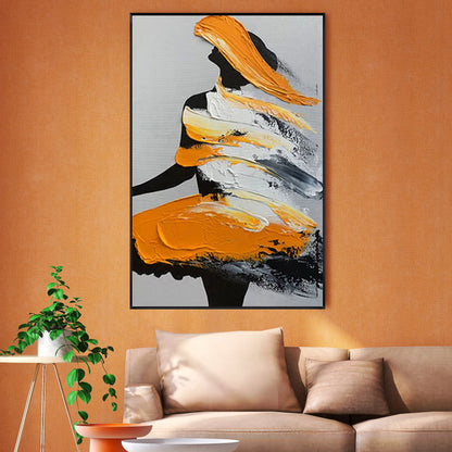 Vibrant Orange Dance: Abstract Oil Painting for Modern Art Lovers