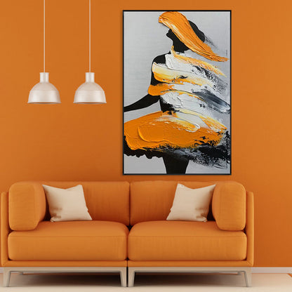 Vibrant Orange Dance: Abstract Oil Painting for Modern Art Lovers