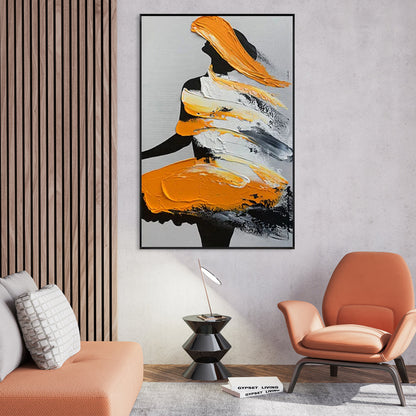 Vibrant Orange Dance: Abstract Oil Painting for Modern Art Lovers