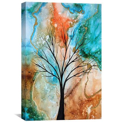 Vibrant Abstract Tree Painting with Colorful Swirls and Texture for Home Decor