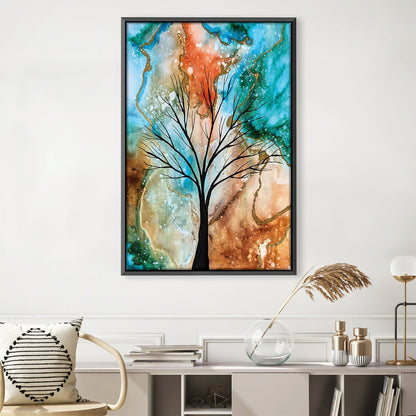 Vibrant Abstract Tree Painting with Colorful Swirls and Texture for Home Decor