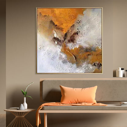 Abstract Dandelion Dreams in Golden Shades - Vibrant Oil Painting for Home Decor