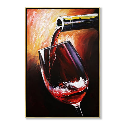 Vibrant Red Wine Elegance: Captivating Oil Painting for Modern Decor