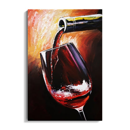 Vibrant Red Wine Elegance: Captivating Oil Painting for Modern Decor