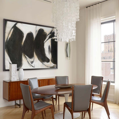 Abstract Black and White Oil Painting for Modern Home Decor