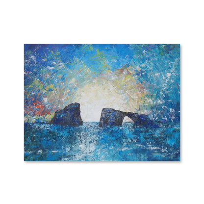 Tranquil Seascape Sunrise - Vibrant Coastal Oil Painting