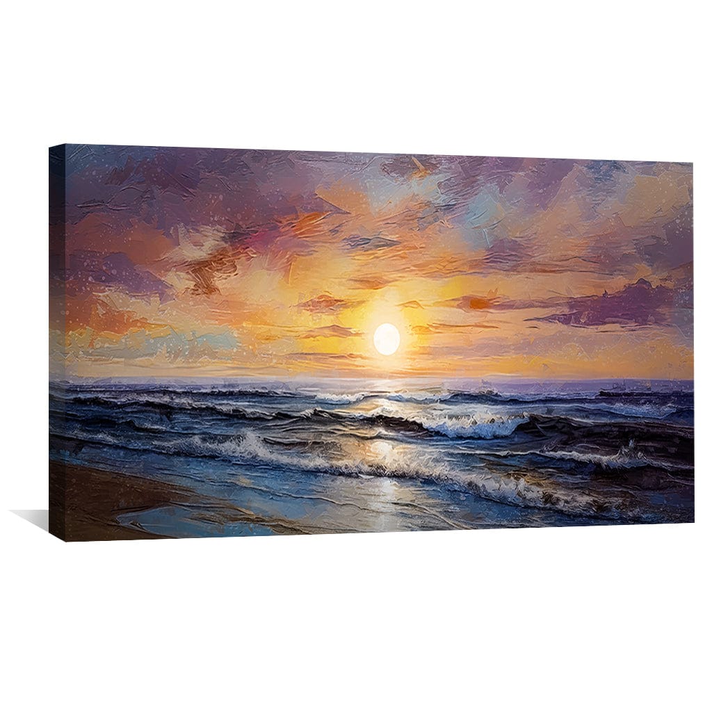 Serene Ocean Sunset Oil Painting for Elegant Home Decoration