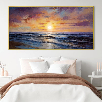 Serene Ocean Sunset Oil Painting for Elegant Home Decoration