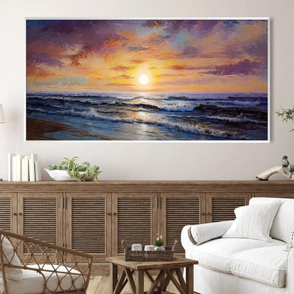 Serene Ocean Sunset Oil Painting for Elegant Home Decoration