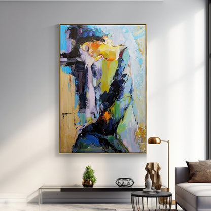 Vibrant Abstract Oil Painting of Serenity and Reflection