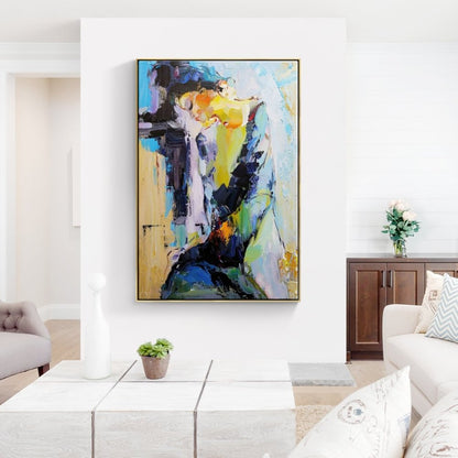 Vibrant Abstract Oil Painting of Serenity and Reflection