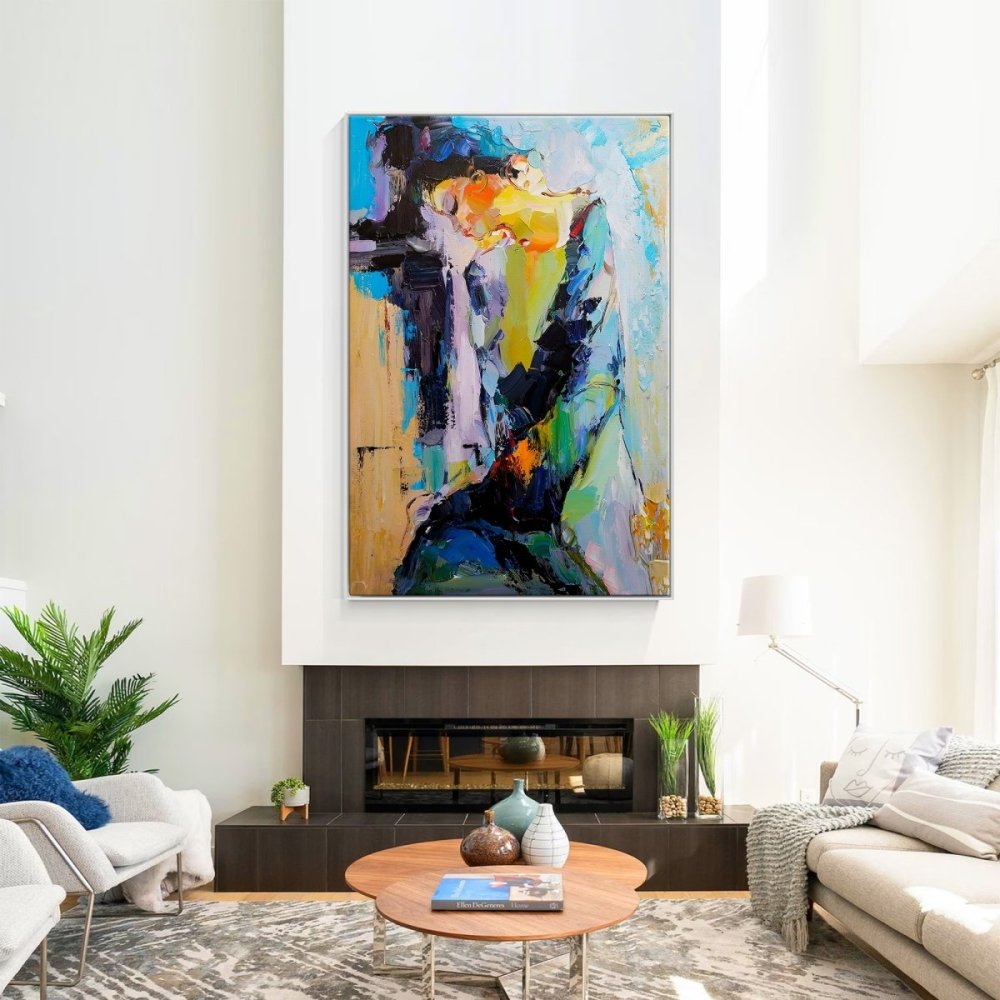 Vibrant Abstract Oil Painting of Serenity and Reflection