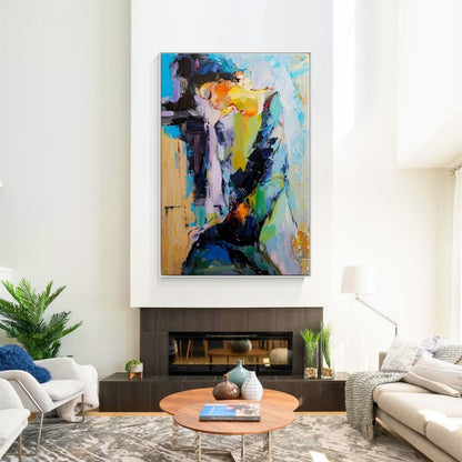 Vibrant Abstract Oil Painting of Serenity and Reflection