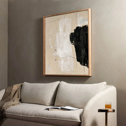 Contemporary Minimalist Abstract Oil Painting in Black and White