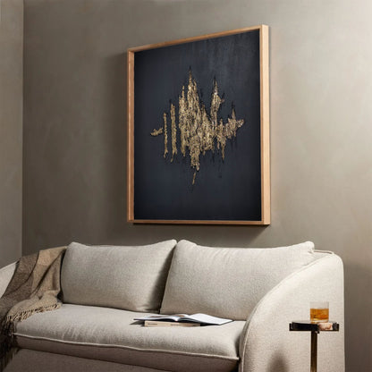 Gold and Black Minimalist Abstract Oil Painting for Contemporary Decor