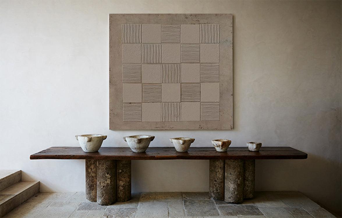 Elegant Wabi-Sabi Minimalist Oil Painting for Modern Home Decor