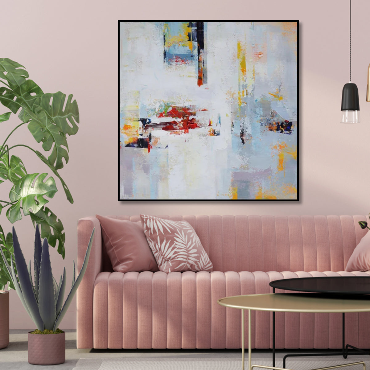 Abstract Serenity: Colorful Oil Painting for Modern Home Décor