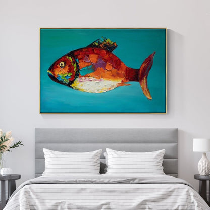 Vibrant Oceanic Fish Oil Painting for Colorful Home Décor