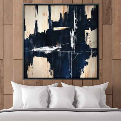 Bold Deep Blue Abstract Oil Painting for Modern Home Decor