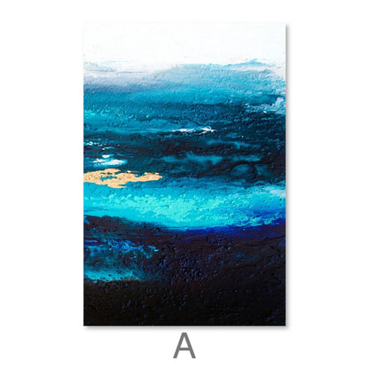 Tranquil Deep Ocean Abstract Oil Painting for Serene Home Decor