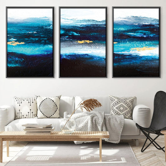 Tranquil Deep Ocean Abstract Oil Painting for Serene Home Decor