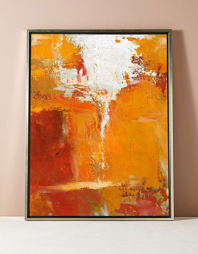 Vibrant Orange Abstract Oil Painting for Modern Home Decor