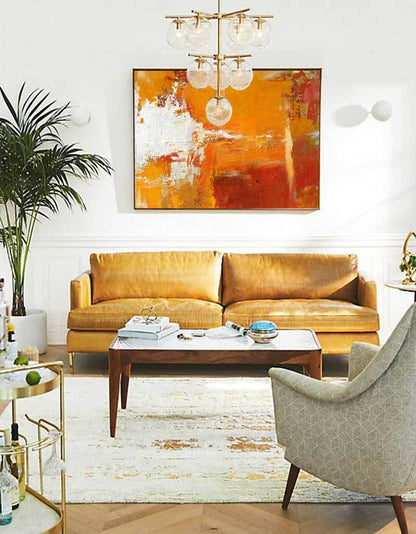 Vibrant Orange Abstract Oil Painting for Modern Home Decor