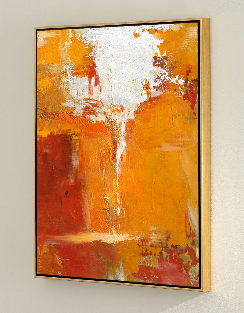 Vibrant Orange Abstract Oil Painting for Modern Home Decor