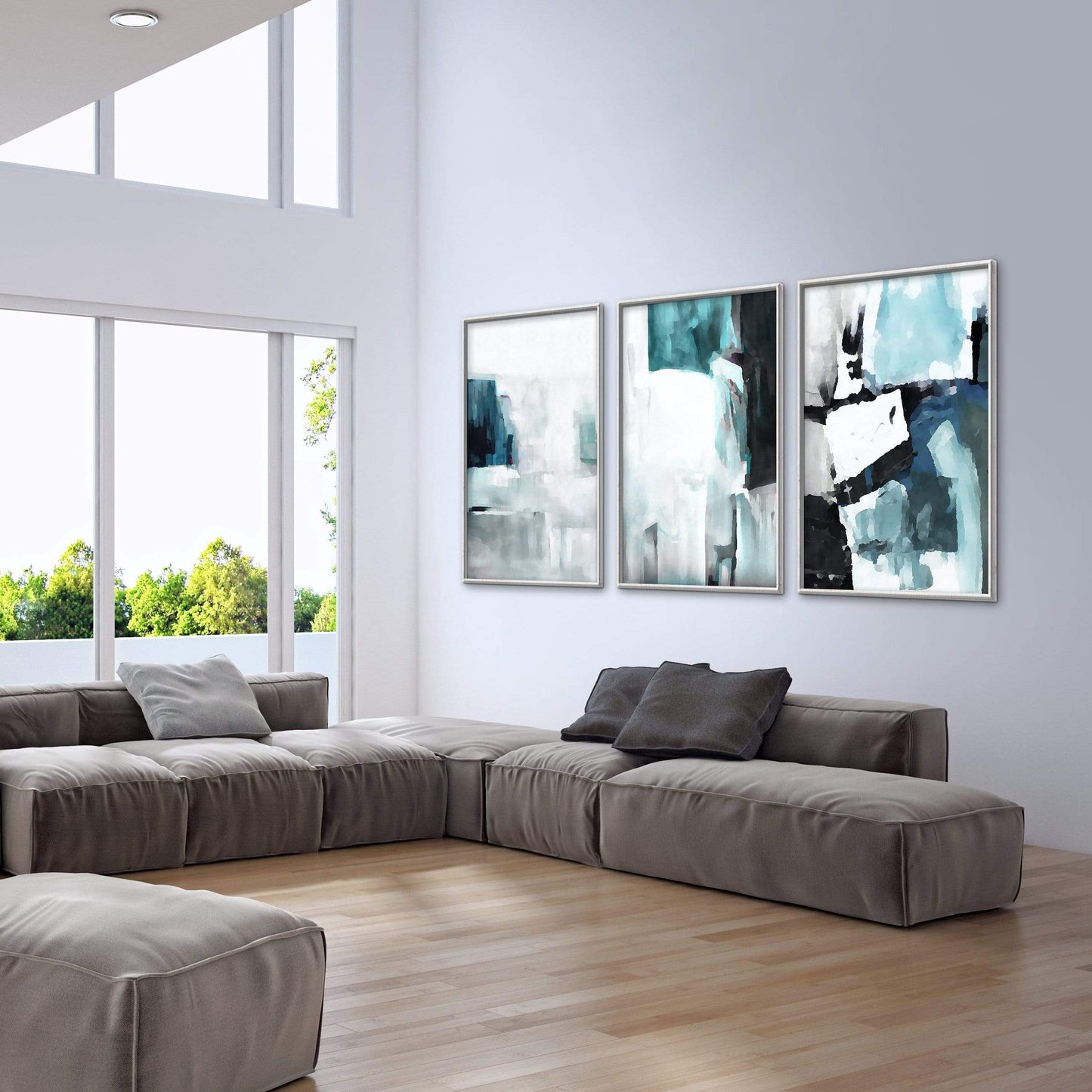 Serene Ocean Abstract Oil Painting for Contemporary Home Decor