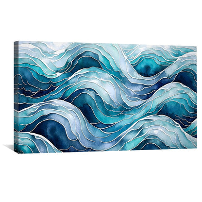 Serene Ocean Waves Abstract Oil Painting for Modern Home Decor