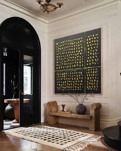 Abstract Gold and Black Texture Oil Painting for Modern Home Decor