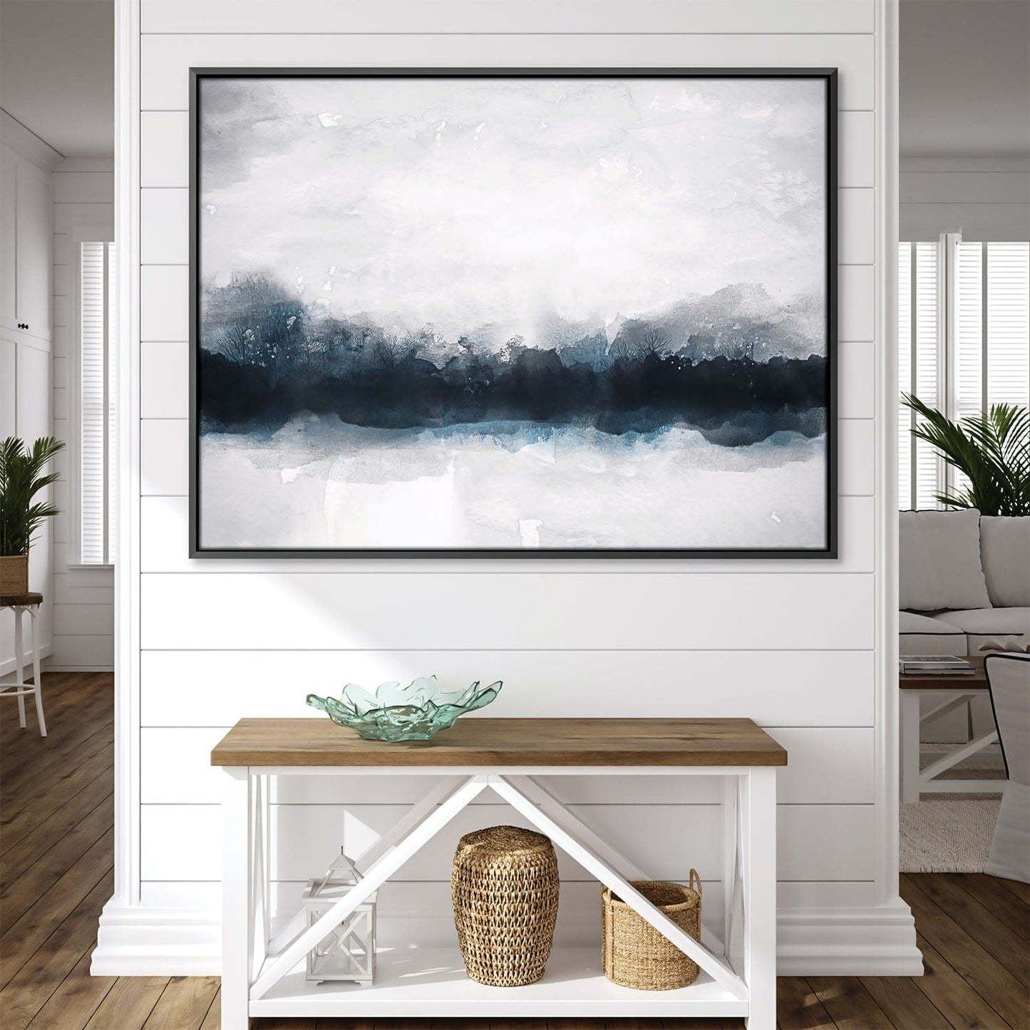 Serene Blue Abstract Oil Painting for Modern Home Decor