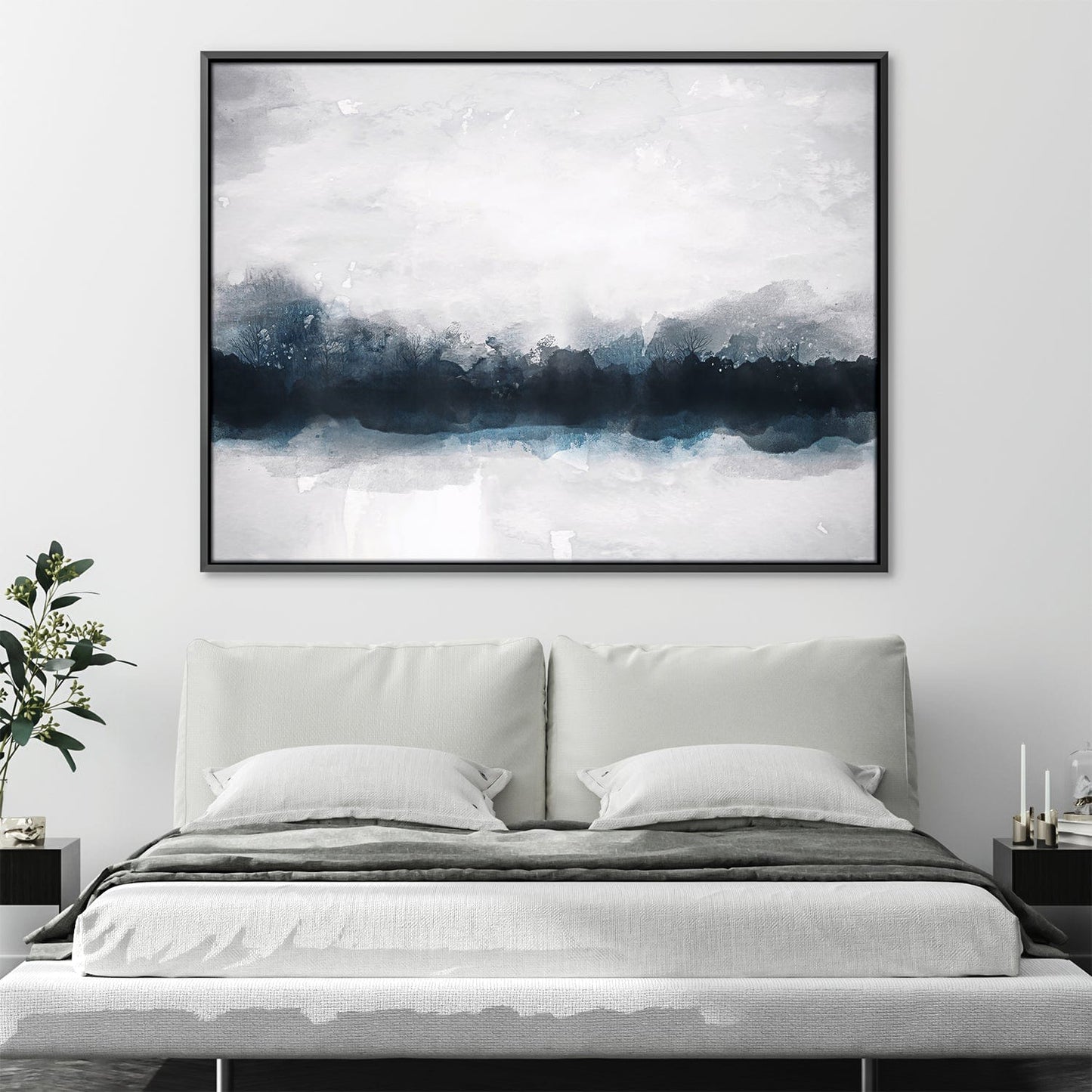 Serene Blue Abstract Oil Painting for Modern Home Decor