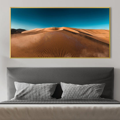 Serene Desert Landscape Oil Painting with Captivating Sand Dune Patterns