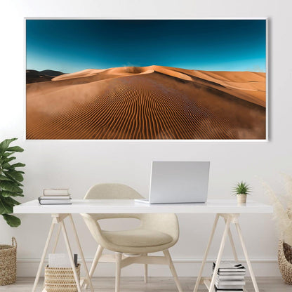 Serene Desert Landscape Oil Painting with Captivating Sand Dune Patterns