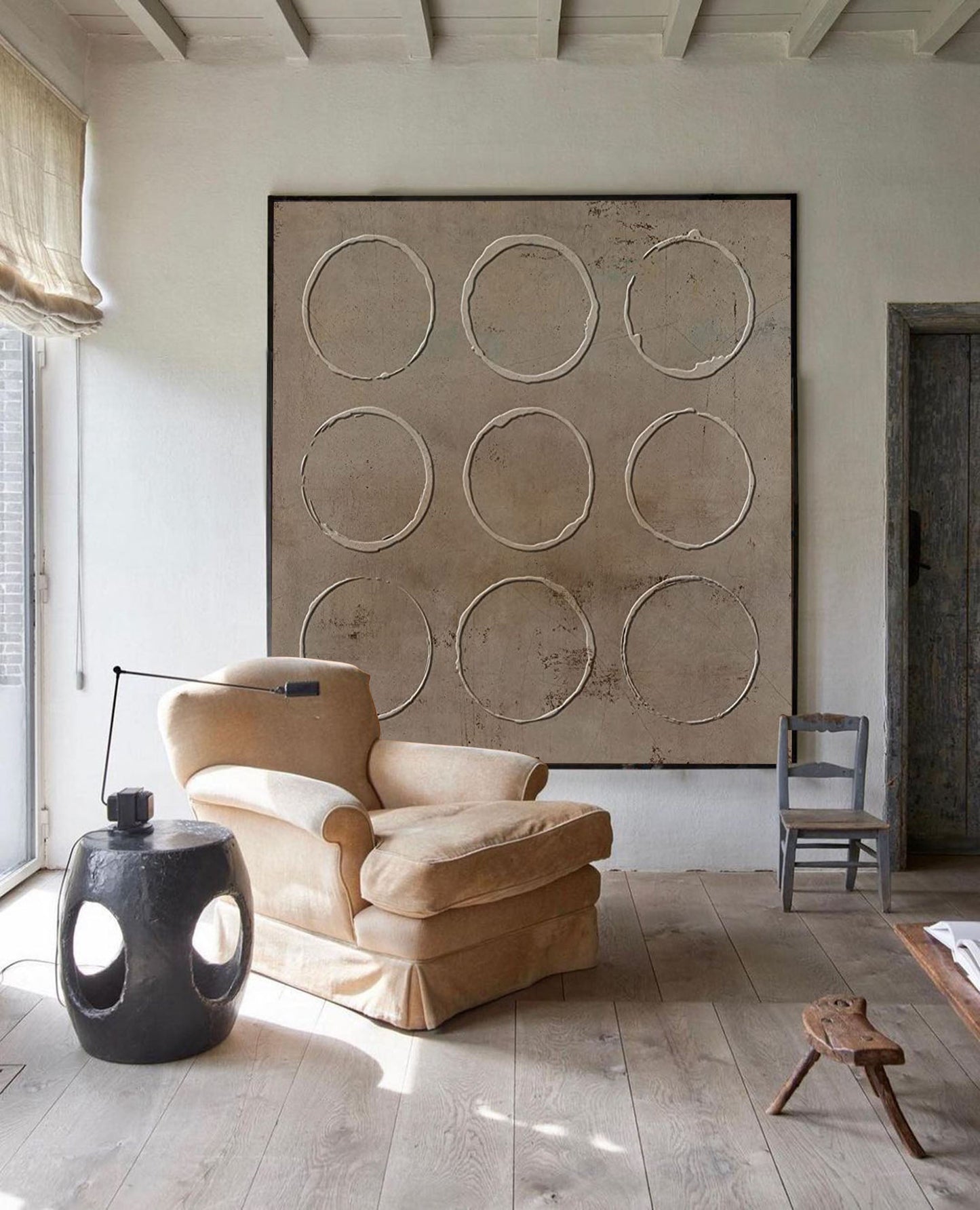 Modern Wabi-Sabi Abstract Circle Wall Art for Minimalist Home Decor