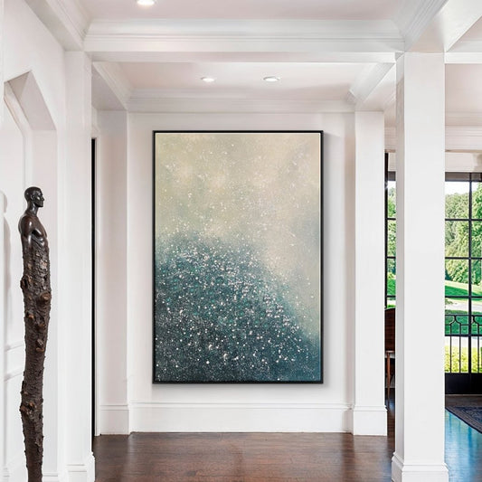Celestial Dreams: Abstract Oil Painting of Serenity and Sparkle
