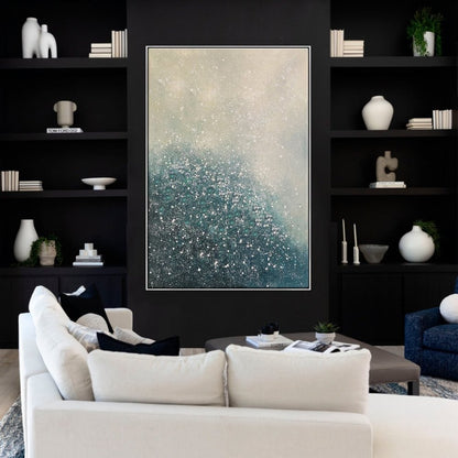 Celestial Dreams: Abstract Oil Painting of Serenity and Sparkle