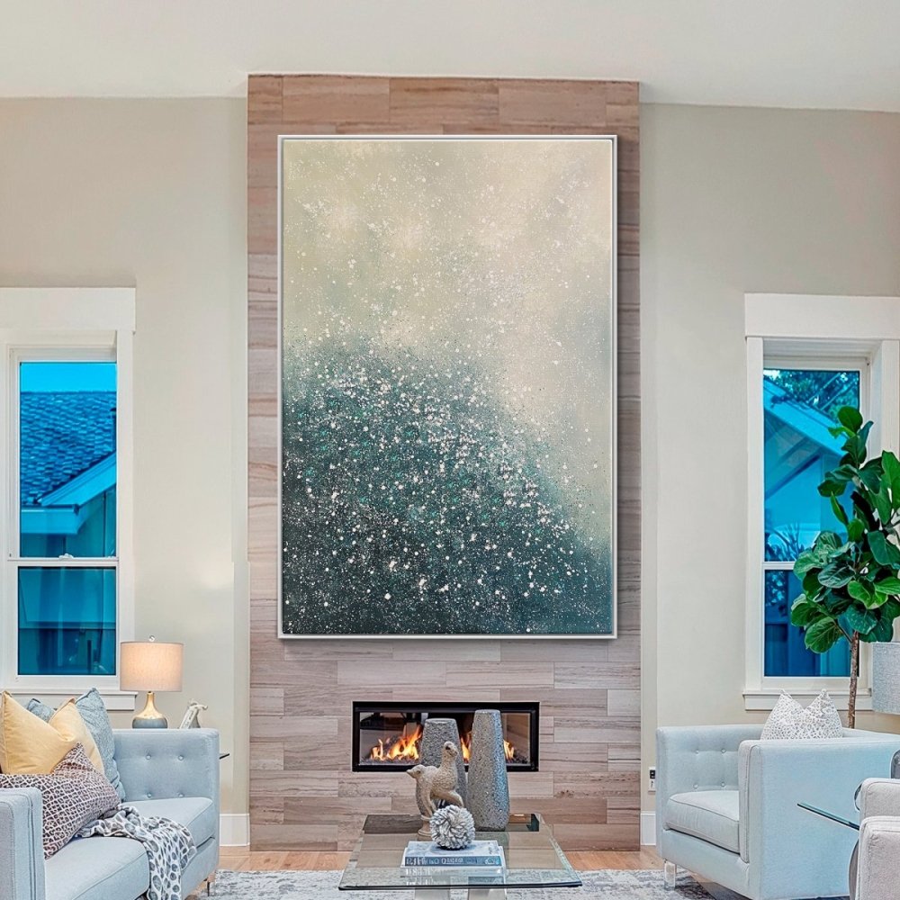 Celestial Dreams: Abstract Oil Painting of Serenity and Sparkle